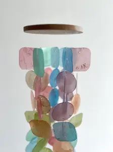 Rainbow Capiz Shell Wind Chime for Indoors or Outdoors Hanging Decor Ornaments Hangable