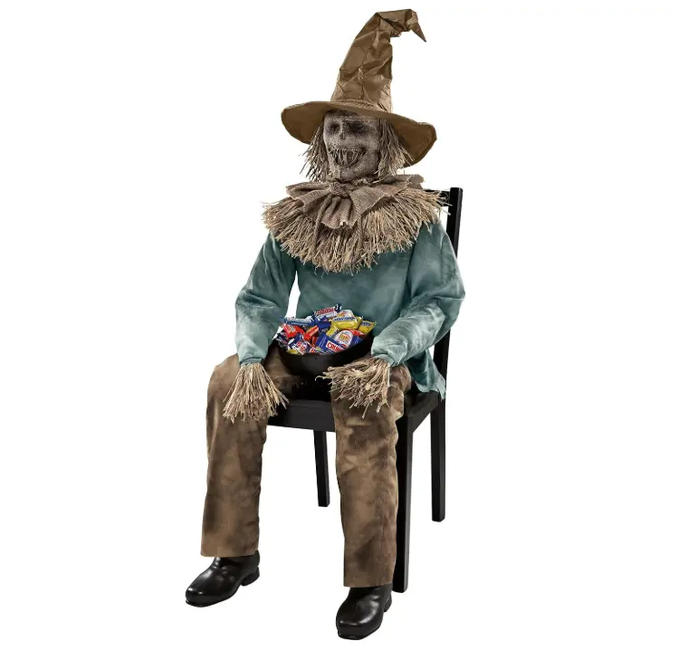 Spirit Halloween 4 Ft 6 In Scary Sitting Scarecrow Animatronic, Multicolor