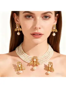 Cross-border Hot-selling Jewelry Set: Trendy, Fashionable, Cute Gold Small Bee Multi-layer Imitation Pearl Necklace and Earrings for Women
