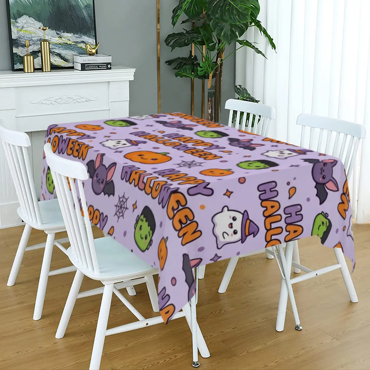 [Halloween]100% Linen Kitchen Linens Runners,Tablecloth Rectangle  90x60 inches, Waterproof Cotton Boho Farmhouse Table Cloths with Tassel, Heavy Weight Wrinkle Free Table Cover for Picnic Camping Din Lace