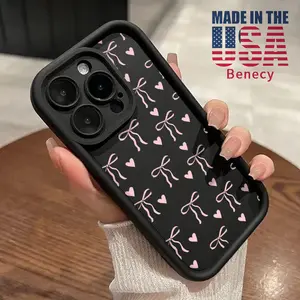 Soft Phone Case for iPhone 16 15 14 Pro Max 13 12 11 XR XS Plus E Ribbon Romance Pattern TPU Bumper Camera Lens Protection Rugged Durable Phone Cover