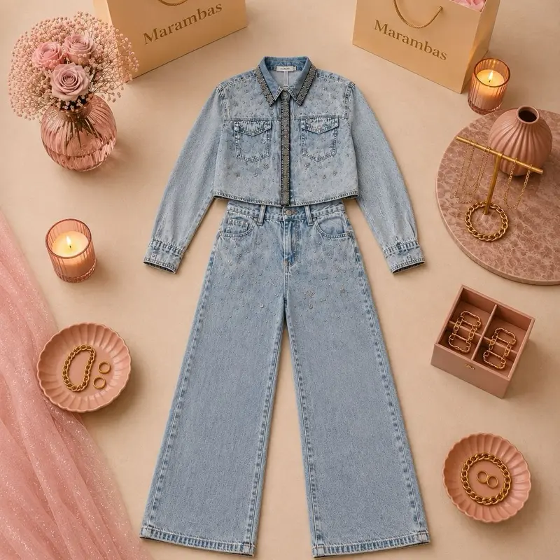 Bedazzled denim set