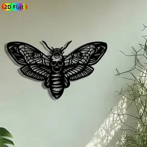 1pc Skull Moth Metal Wall Art, Gothic Skull Moth Statue Mural, Intricate Craftsmanship, Iron Craft, Perfect for Halloween, Housewarming Decor, Perfect for Living Room Studio Gothic Decor, Ideal Gift for Gothic Decor Lovers.