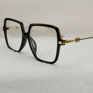 Fashionable Multi-color Full Rim Square frame  Round Clear Lens Eyewear with Gold Plated Metal Temples