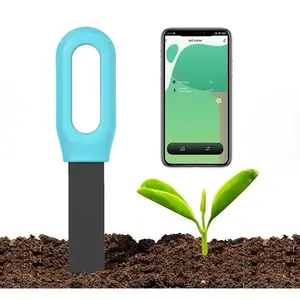 Smart Bluetooth Soil Tester Temperature & Humidity Meter Thermo Hygrometer for Garden Automation Irrigation Detector with LED Indicator & App Control - Flower Plant Monitor - Lights, Plug, BT 4.1, iOS & Android, PC+ABS Material, High Accuracy, USB uv