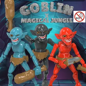 Six Color Options Orc Model, 3D Self-Assembly Multi-Joint Action Figure, Articulating Figures, Multi Jointed Collectible, Devil Monster Kit, 360° Joints, Interchangeable Parts, Creative Build Toy