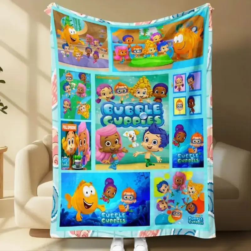 Bubble Guppies Toddler Flannel Throw Blanket, Underwater Cartoon Character Print, Ultra-Soft Lightweight Kids Bedding, Nursery Decor & Birthday Gift