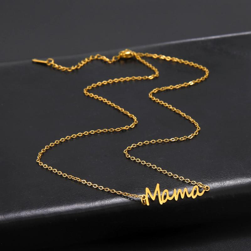 COOLTIME Mama Letters Pendant Necklace for Mom Stainless Steel Charm Clavicle Chain Choker Mother'S Day Jewelry Birthday Gift cooltime