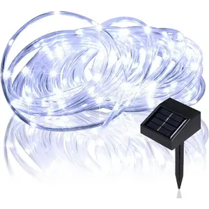 Solar Rope Lights Outdoor 16.5ft 50LED Waterproof Solar Power String Light Ideal for Home Garden Party Wedding Decoration (White)