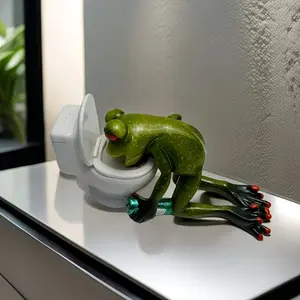 Creative Frog Spitting Animal Statue Decoration for Home, Stylish Desktop Ornament for Living Room, Bedroom, Study and Office