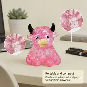 1/4PC Highland Cow Squishy, Mini Cute Animal Decompression Squeeze Toy for Adults, Slow Rising Sensory Fidget Stress Ball for Anxiety Relief, Easter Basket Stuffer Party Favor Gift for Cow Lover and Animal Lovers