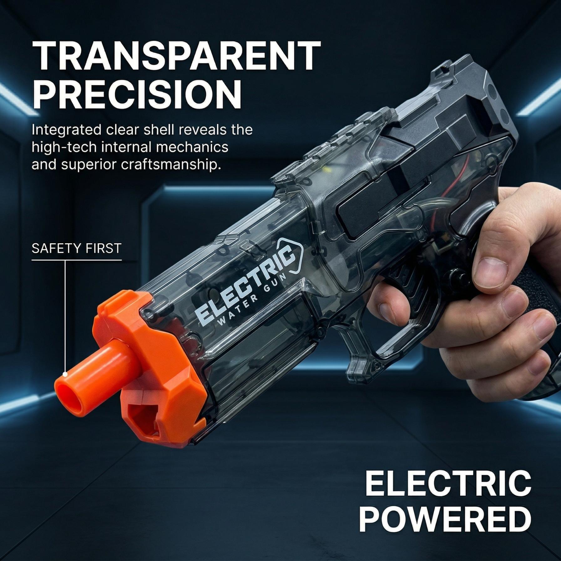 Powerful Electric Water Gun with LED Glowing Muzzle 320cc Large Capacity Long Range 32 Feet Automatic Squirt Gun for Summer Outdoor Fun Toy for Adults Kids Perfect Gift watergun rechargable