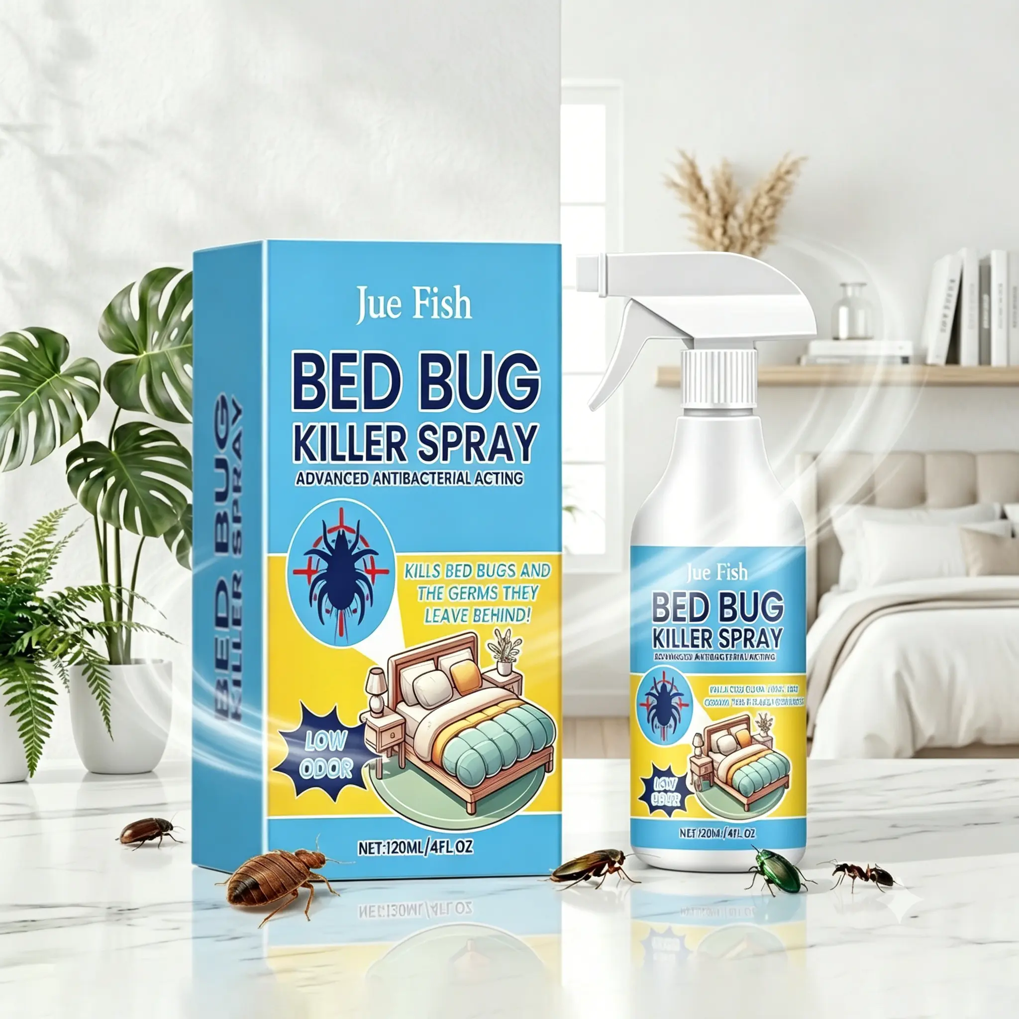 Bed Bug Killer Spray, Fast-Acting Residential Pest Control Solution - Non-Toxic for Kids & Pets, No Cleanup Required