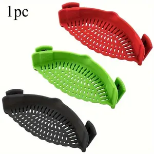 1pc Silicone Pot Strainer And Pasta Strainer, Adjustable Silicone Clip On Strainer For Pots, Pans, And Bowls, Kitchen Gadgets, Kitchenware, Cooking