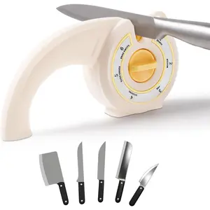 6-in-1  Sharpener with Rotary Knob, Multi-Use Sharpener for Kitchen ,  & Bread , Non-Slip Base, Hole for  & Compact Design,Professional Manual  Sharpening