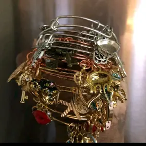 Skinny Charm Bangles - Colorful Pendant Design, Versatile Accessory for Everyday Wear