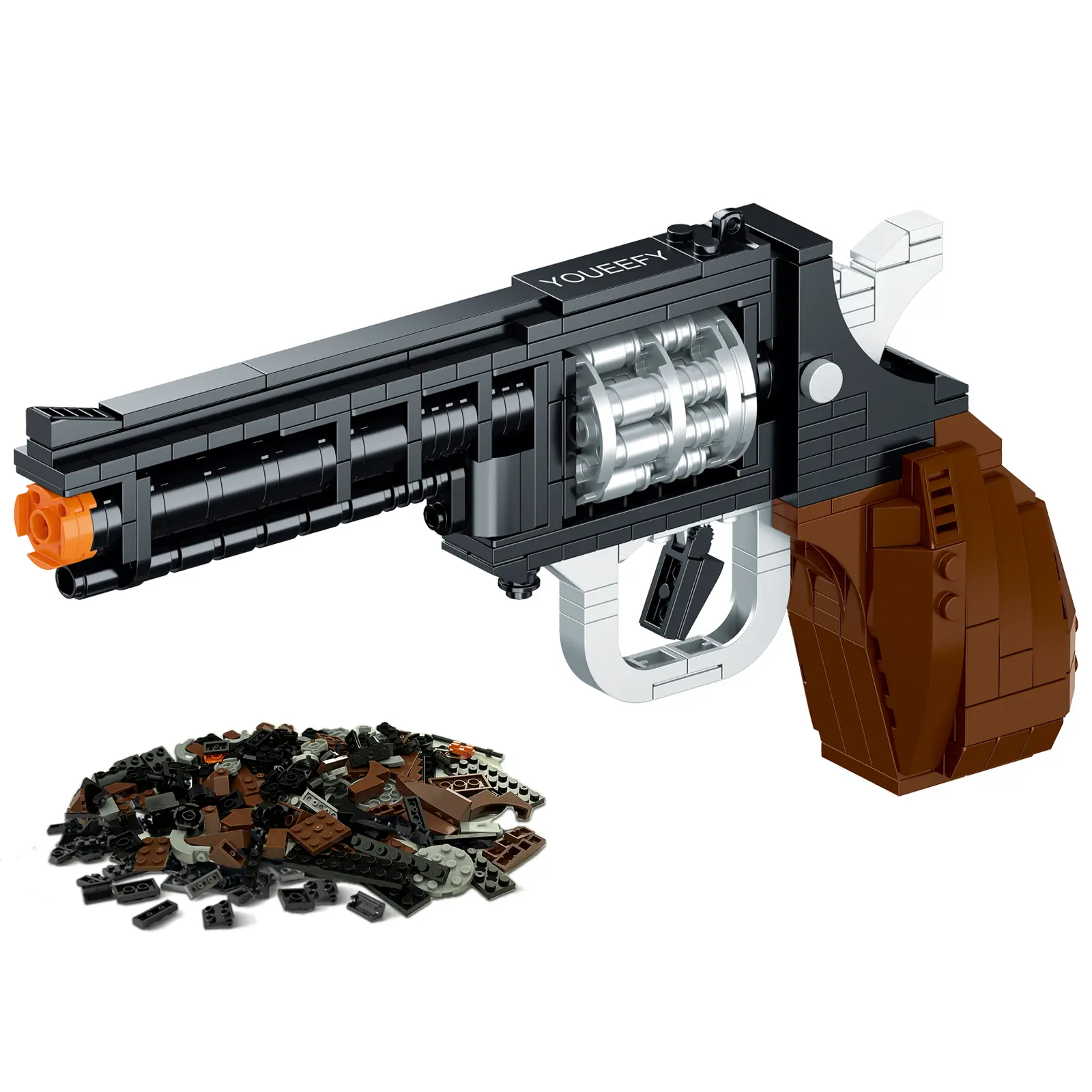 Revolver Building Blocks Set, DIY Assembling Building Toys for Boys Kids Adults, Suitable for Birthday Christmas Gifts, Collecting Building and Gifting Model