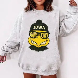 Iowa Football Sweatshirt, Retro Game Day Unisex Crewneck, Mascot-Inspired Fan Shirt, Trendy Sports Gift, Iowa Sweatshirt, Iowa Hawkey.