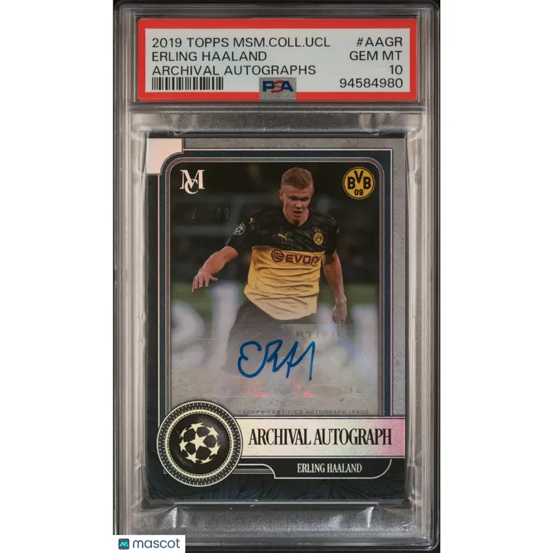 2019 Topps Museum Collection Uefa Erling Haaland Archival Autograph #AAGR PSA 10