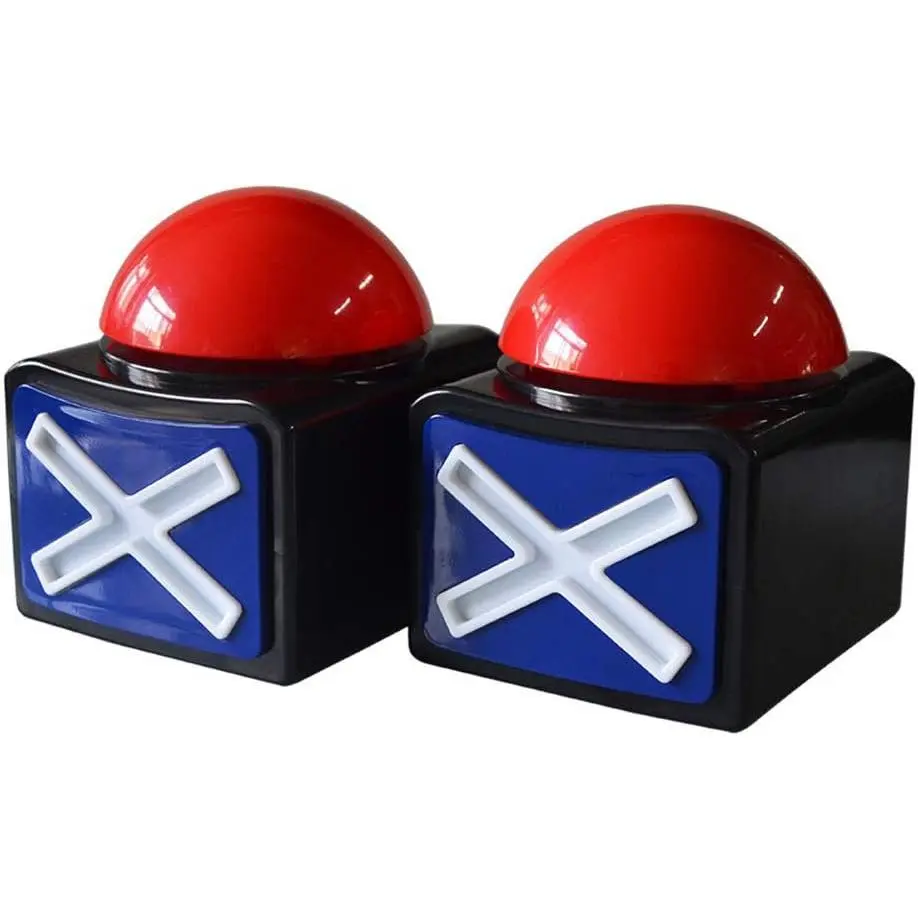 2 Pack Game Show Answer Buzzers with Light & Sound, Quiz Game Buttons for Classroom, Party & Family Games
