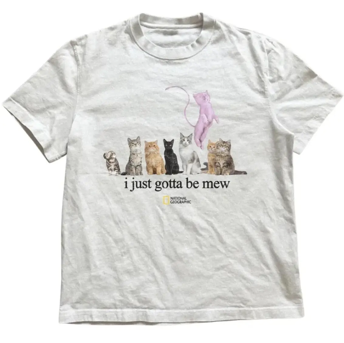 Just Gotta Be Mew Cotton T-Shirt Animal Graphic Tee Unisex Vintage Gothic Grunge Y2k Emo Scene Style Clothing for Men and Women