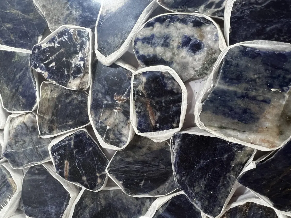 Indian Sodalite Polished Slabs - 45-60mm Radiant Blue Polished Stone with Smooth Surface, Spiritual Use, Intuition Boost, Mental Clarity, Home Decor Fengshui Ornament, Crystal Grid, Emotional Balance
