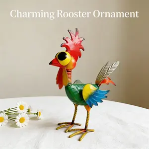 Vibrant Metal Rooster Statue, Perfect for Indoor Outdoor Decor, Garden Decoration, Chicken Decor, Ideal Gift for Friends and Family