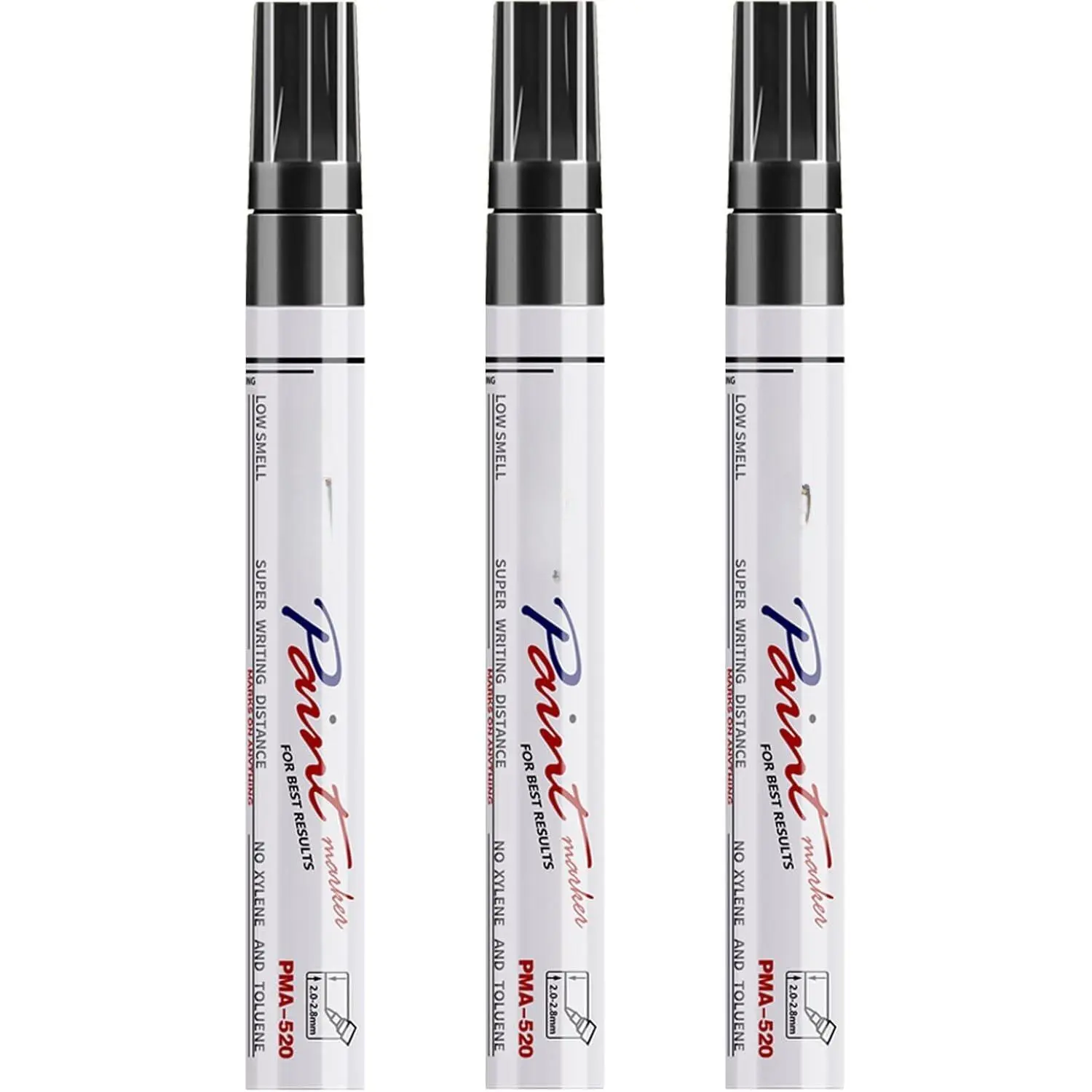 Permanent  Markers Pens - 3 Pack Black Oil Based  Pens, Medium Tip, Quick Drying and  Marker Pen for Metal, Rock, , Fabric, Plastic, Canvas, Mugs, Stone, Glass