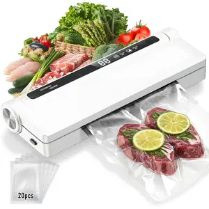 Food Vacuum Sealer Machine, 75KPA Strong Suction, Dry/Wet Modes, 20 Vacuum Seal Bags for Food, Digital Countdown Timer, Compact & Portable for Home Kitchen Use, Perfect for Sous Vide, Meal Prep, and Extending Food Freshness