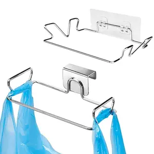 Upgrade Your Space with a No-Drill Trash Bag Holder! This versatile organizer for kitchen, bathroom, or cabinet doors features dual hooks for a secure grip without damage. Fits various bag sizes for a tidy home.