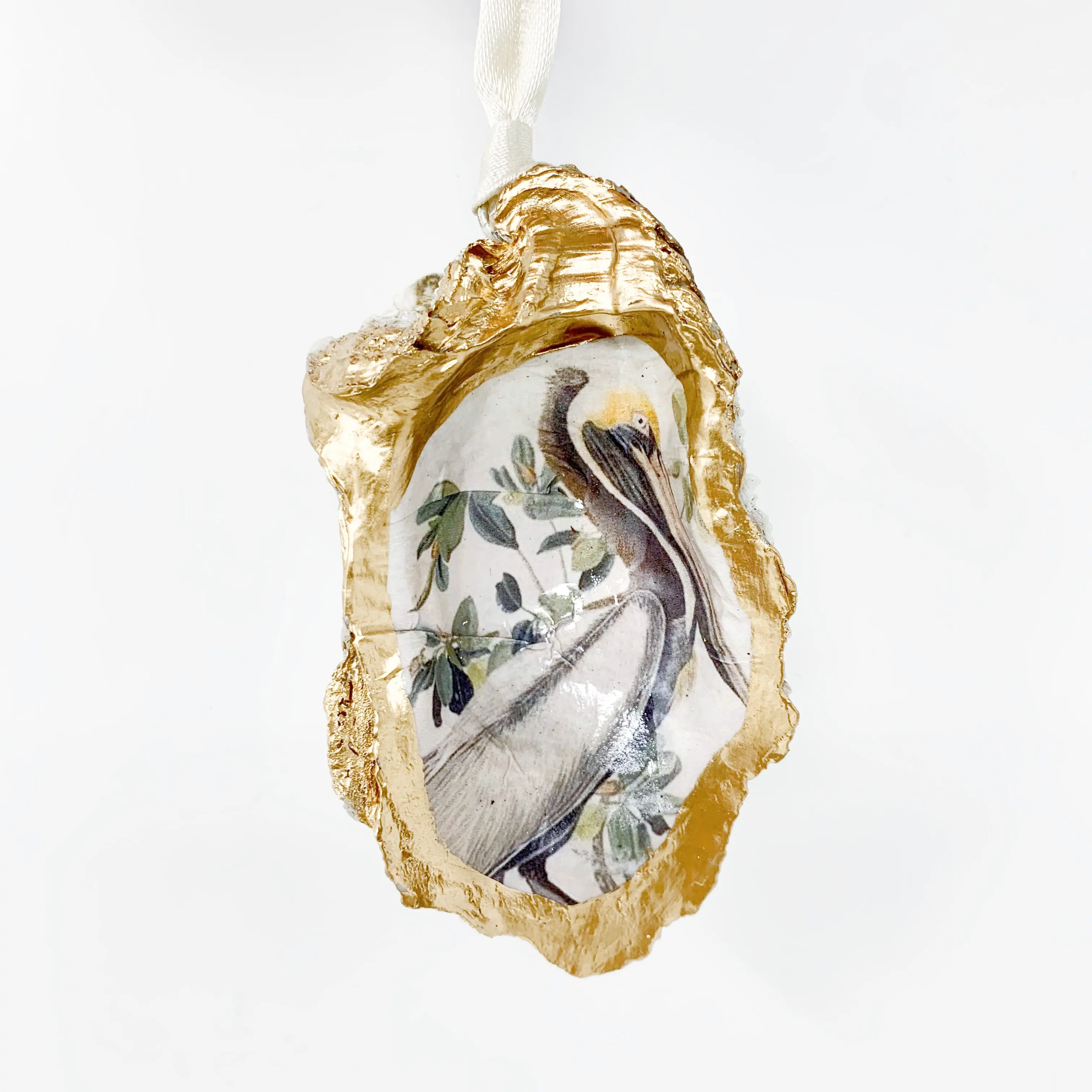 Pelican Oyster Shell Ornament