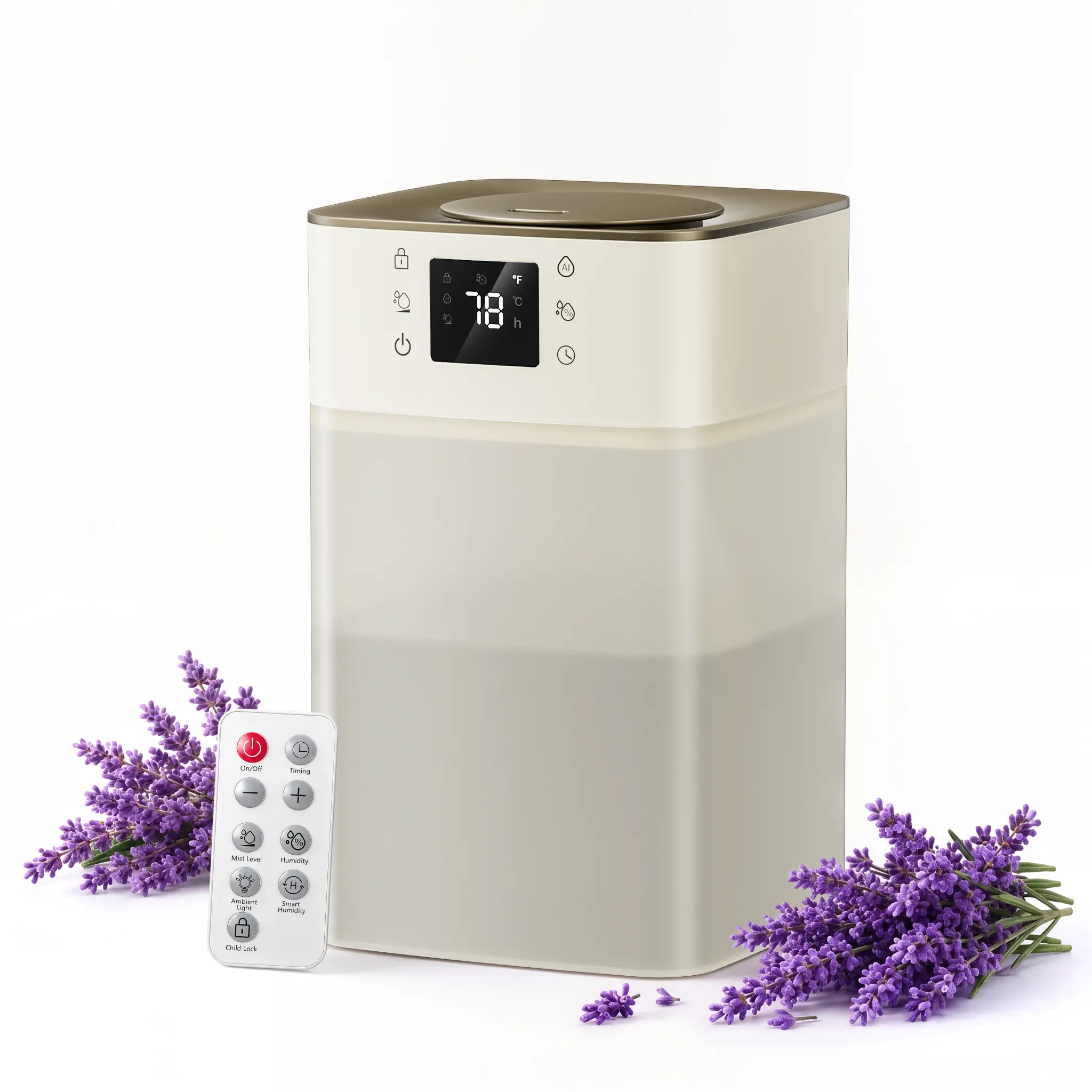 KTO Smart Humidifier, 4.5L Top Fill Humidifier with Remote, Auto Humidity Control, 45H Runtime, 24H Timer & Aroma Function, for Bedrooms, Living Rooms (Up to 380 Sq. Ft)