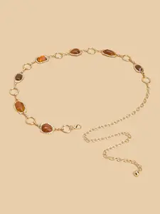 Women's Bohemian Sparkling Irregular Gem Embellished Waist Chain Body Jewelry with Ethnic Style Jewelry for Weddings Parties Festivals Summer Beach Vacation