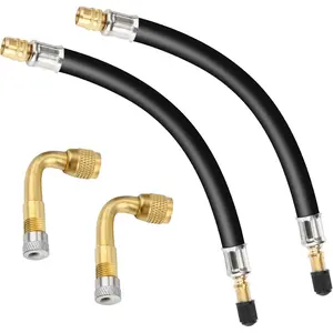 2 count 8.25 Inch Flexible Tire Valve Extension Adaptor and 2 count 90  Tyre Valve Extension Adaptor for Universal RV     Scooter