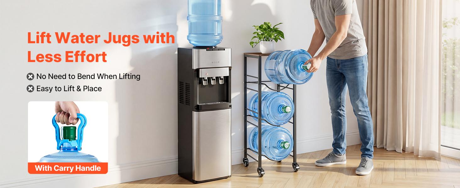 【summerfinds】VEVOR Water Jug Holder, 4 Tiers 3 and 5 Gallon Water Bottle Holder for 3 Bottles, Heavy Duty Jug Rack Organizer with Storage Shelf and Casters, for Kitchen, Office, Living Room, Black and Brown 【summerfinds】VEVOR Water Jug Holder, 4 Tiers 3 and 5 Gallon Water Bottle Holder for 3 Bottles, Heavy Duty Jug Rack Organizer with Storage Shelf and Casters, for Kitchen, Office, Living Room, Black and Brown