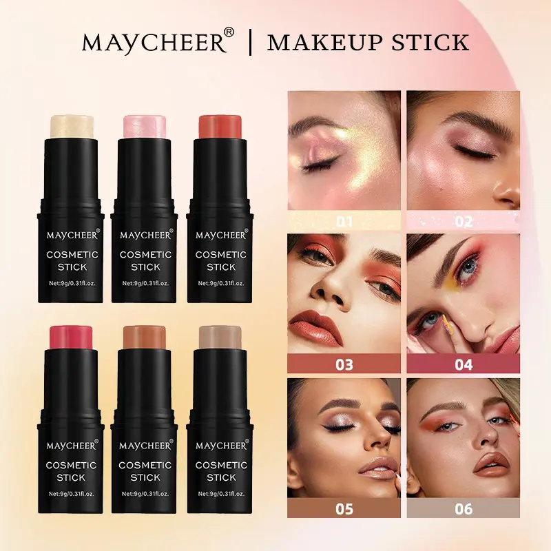 MAYCHEER multi-purpose contour blush stick, highlighter, bronzer and blush, highlighter contour stick, easily outline facial contours. Makeup Cosmetic Glow