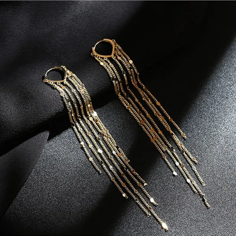 14K Gold Plated Long Tassel Earrings for Women,Chain Tassel Threader Earrings Trend Dangling,Trendy Hypoallergenic Bride Party Prom Jewelry and Women Gifts For Mother's Day gifts tiktokshopbacktoschool