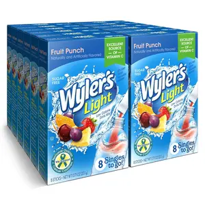 Wyler’s Light Fruit Punch Water Drink Mix Powder Packets, Sugar Free Single Serve Drink Sticks, 8 Count Packets, Pack of 12 for On-the-Go Hydration