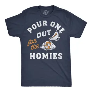 Mens Funny T Shirts Pour One Out For The Homies Sarcastic Thanksgiving Dinner Graphic Novelty Tee For Men Mens Funny T Shirts Cool Vintage Fashion T-Shirt Gift Classic Menswear Thanksgiving Apparel for Men Navy -