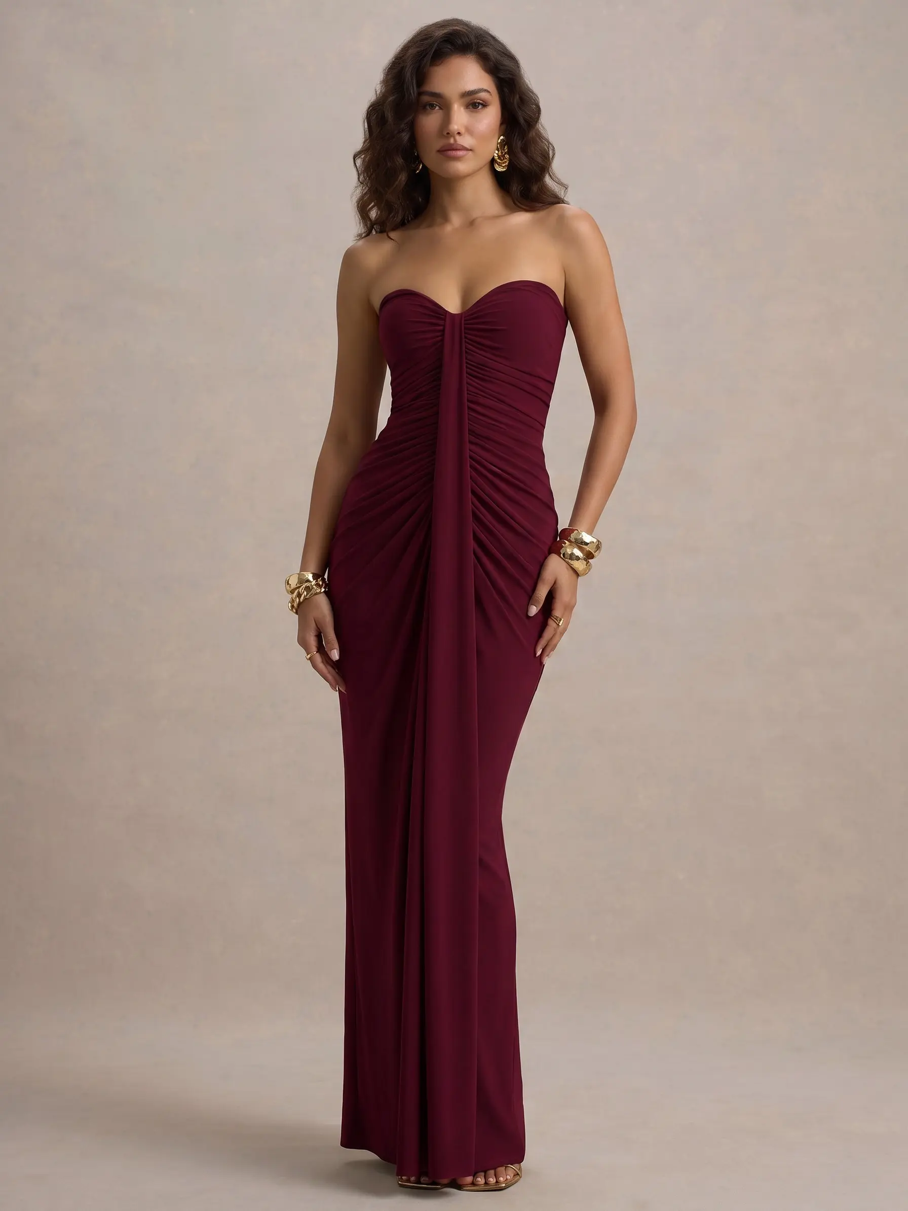 [New] Azazie Ameline Sweetheart Neck Ruched Front Sash Curve-Hugging Maxi Formal Evening Wedding Guest Date Night Dress