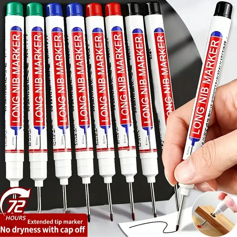 Waterproof Long-Head Marker Pen for Deep Holes, Quick-Drying and Richly Colored, Large Capacity Paint Pen Set for Home Decor & Woodworking, Art Markers, Paint Pens Markers