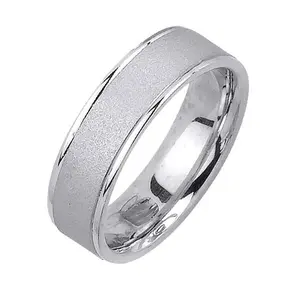 Men's Handmade Sandblasted Finish Wedding Band in Platinum 6.5mm