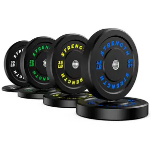 Bearbro Bumper Plates, Olympic Bumper Plates Set, 2-Inch Rubber Weight Plates with Steel Insert for Weight Lifting and Strength Training - Sold in Single, Pairs or Sets(20lb-260lb）)