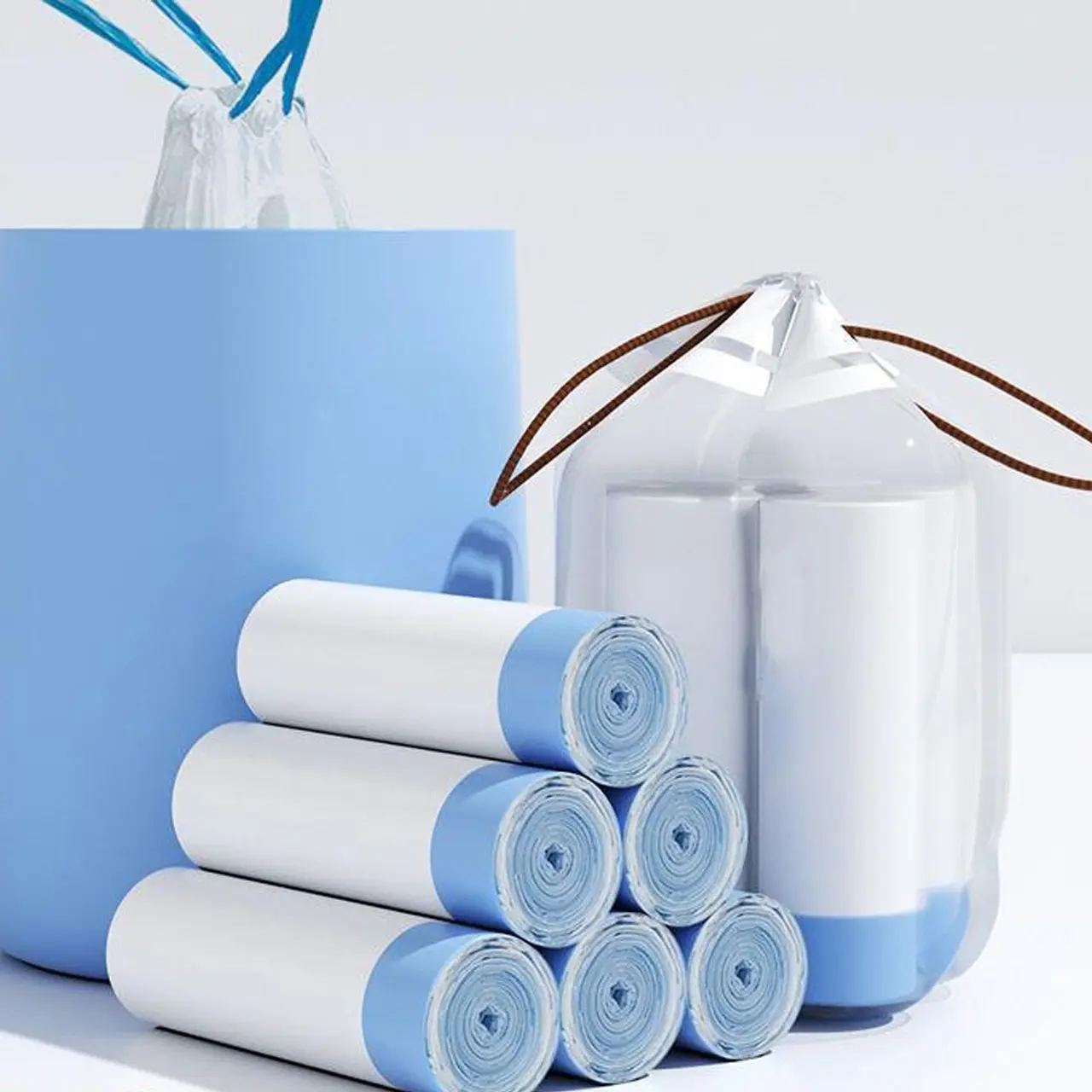Disposable Drawstring Bin Bag, 75pcs/set Recyclable Garbage Bags, Durable Bin Bags for Home Kitchen, Bathroom, Office, Household Items