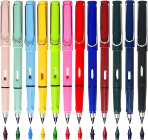 12Pack Forever Pencils for Kids Writing, Infinity Pencil Cute Inkless Everlasting Pencil with Eraser for Sketching (Black+Colored)
