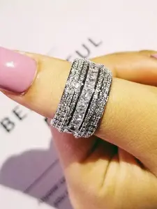 1 PC Luxury Cubic Zirconia Artificial Gemstone Ring For Women For Wedding Engagement Party Jewelry Valentine's Day Gift Stackable Rings