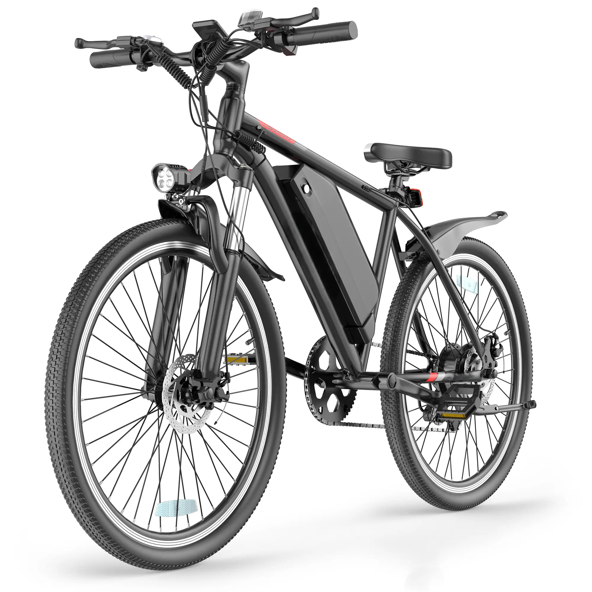 Adult Electric Mountain Bike – 350W Brushless Motor (750W Peak), 48V Removable Battery, 30–55 Mile Range, 22 MPH Max Speed, 26-Inch Off-Road Tires, 21-Speed ​​Gearing, Dual Disc Brakes, 5-Level Pedal Assist Modes, LED Lighting, 330 lb Max Load Capacity.