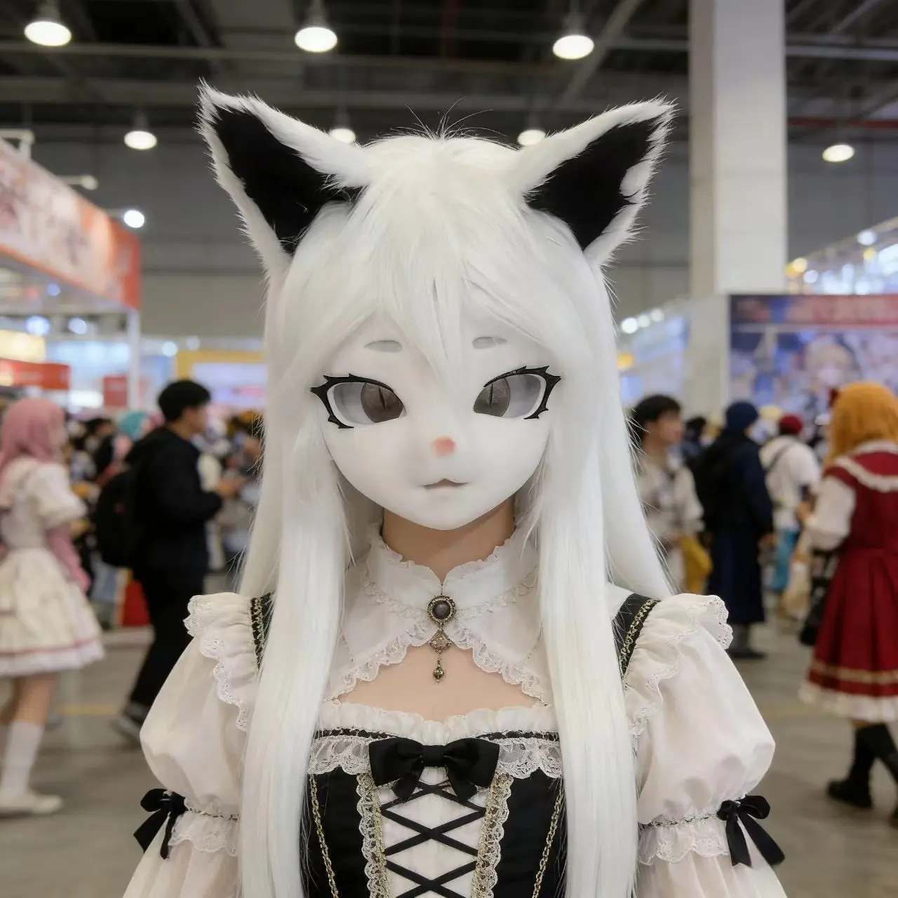 1pc Animal Head Mask Plush Costume Accessory, Anime Cosplay Party Prop, Women's Halloween Dress-Up Gear, Fun Event Decoration