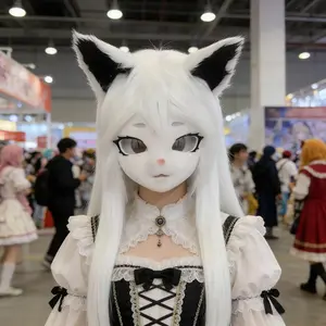 1pc Animal Head Mask Plush Costume Accessory, Anime Cosplay Party Prop, Women's Halloween Dress-Up Gear, Fun Event Decoration