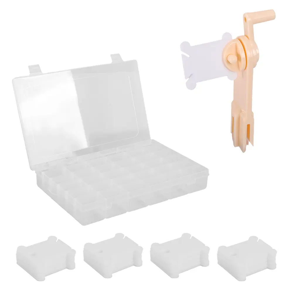 Embroidery Floss Organizer Storage Box - Bobbin Winder, 36 Removable Grids, 100 Pcs Bobbins, Stickers, 10.8" L x 7.0" W x 1.8" H for DIY Craft Cross Stitch Sewing (Home Improvement)